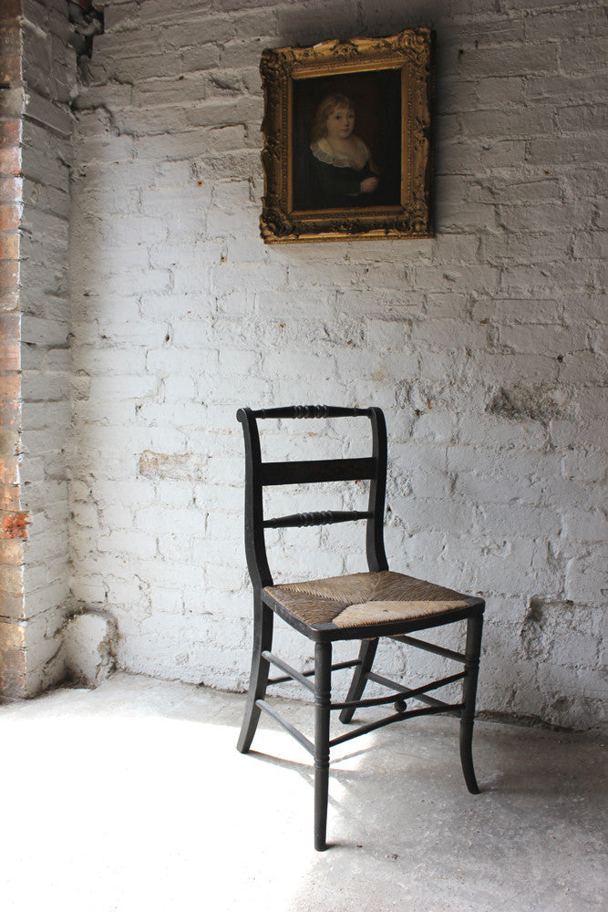 A Good Decorative Set of Four c.1810 Regency Painted & Ebonised Chairs