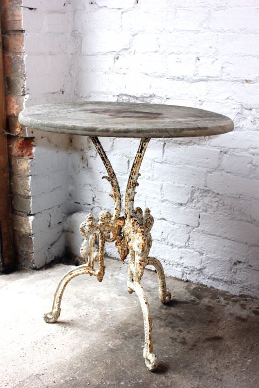 A Cracking 19thC White Painted Cast Iron & Pine Table
