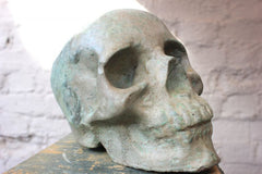 A Contemporary Composition Stone Sculpture of a Human Skull