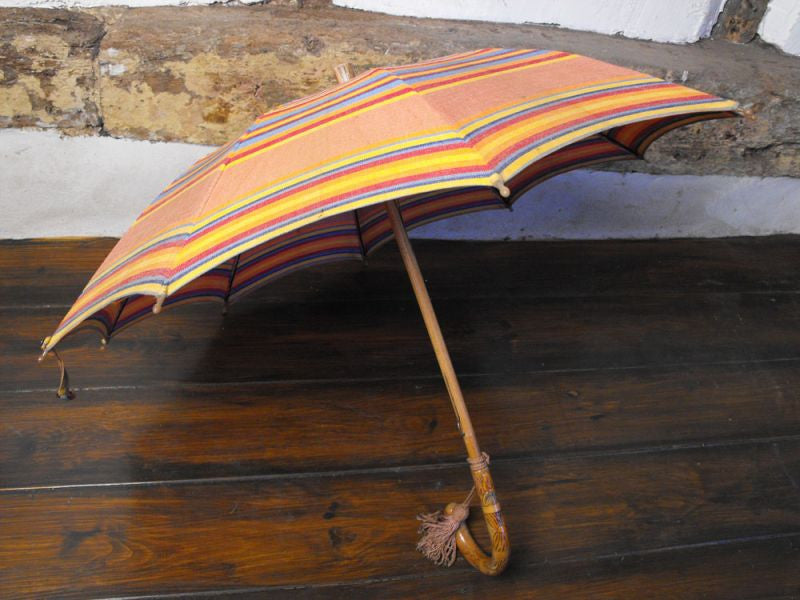 A Colourful 1930s Ladies Umbrella, Retailed by Bourne & Hollingsworth, With Original Paper Sleeve