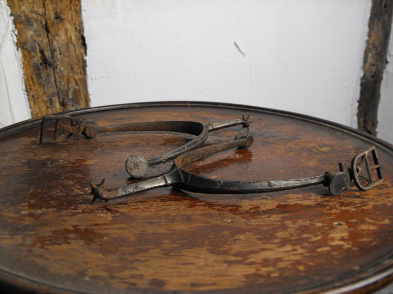 A Covetable Pair of 17th Century English Steel Rowel Spurs