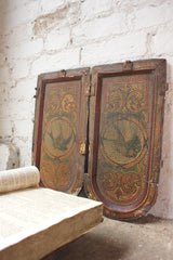 A Fantastic Pair of Hand Painted Fairground Centre Dropper Panels Attributed to W.H.Halstead c.1885