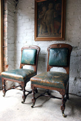 A Cracking Pair of Early Victorian Oak Gothic Revival Side Chairs by Holland & Sons c.1840