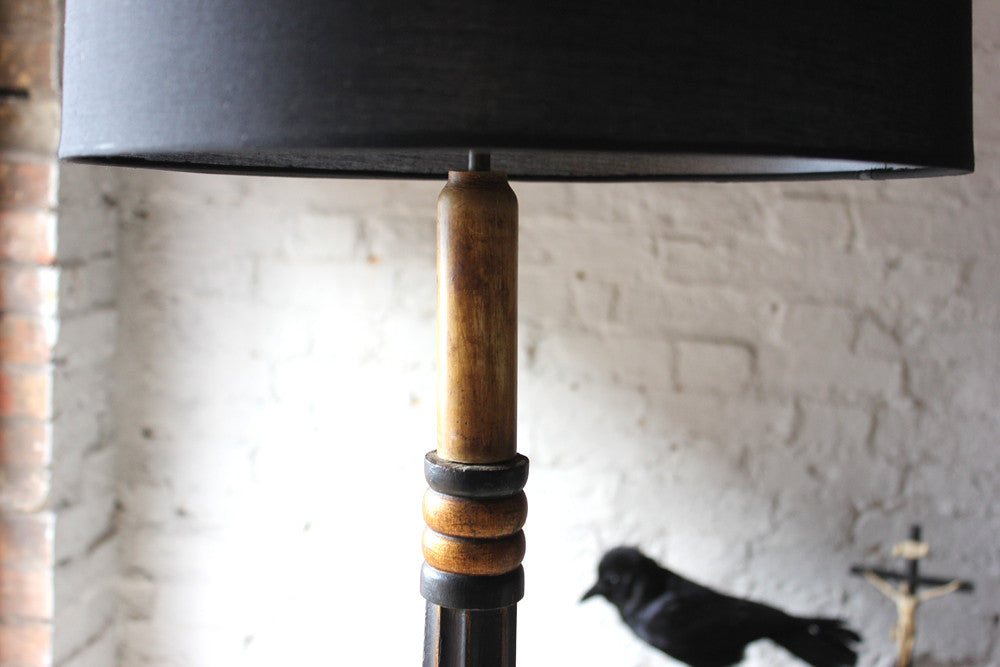 A Good c.1900 Black Japanned Chinoiserie Floor Lamp, From the Deanery, Durham