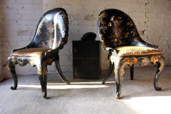 A Fine Pair of Early Victorian Japanned Papier-Mâché Side Chairs c.1844
