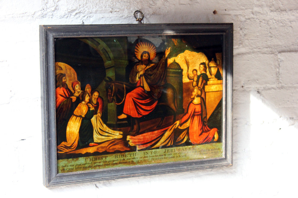 A Decorative Regency Period Transfer Mezzotint-Under-Glass Picture by W.B Walker; 'Christ Rideth into Jerusalem'