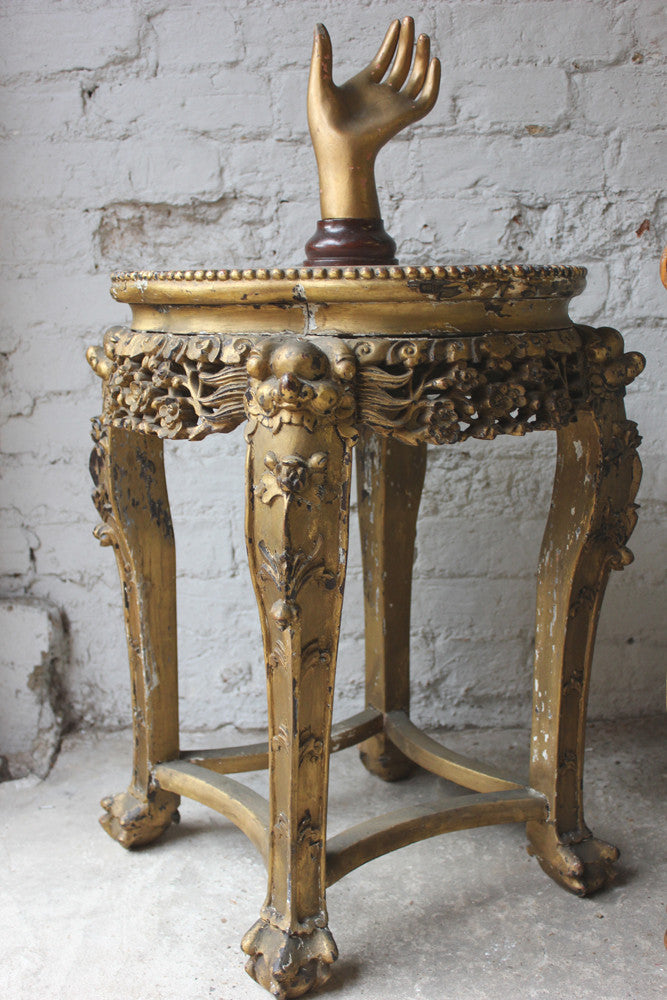 A c.1890 Chinese Marble Topped & Gilded Hardwood Occasional Table