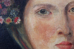 A Fine & Large c.1840 Naïve School Portrait of a Lady