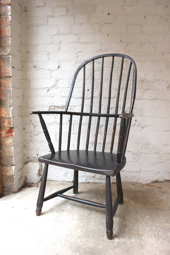 A Fine Black Painted Cornish Stick-Back Windsor Armchair c.1810
