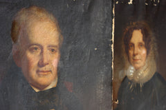 A Good Pair of c.1870 English School Provincial Oil on Canvas Portraits of a Gentleman & His Wife