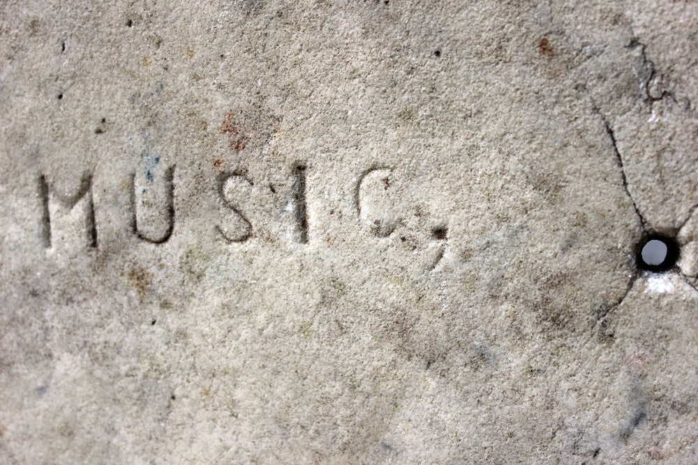 A Carved c.1900 Marble Plaque Incised "Miss Shaw, Teacher of Music, Violin and Piano"
