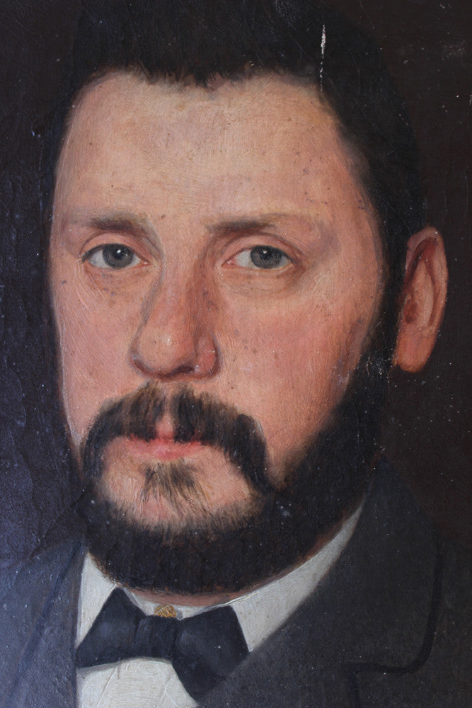 A Good Pair of c.1880 Irish School Provincial Oil on Canvas Portraits of a Gentleman & His Wife