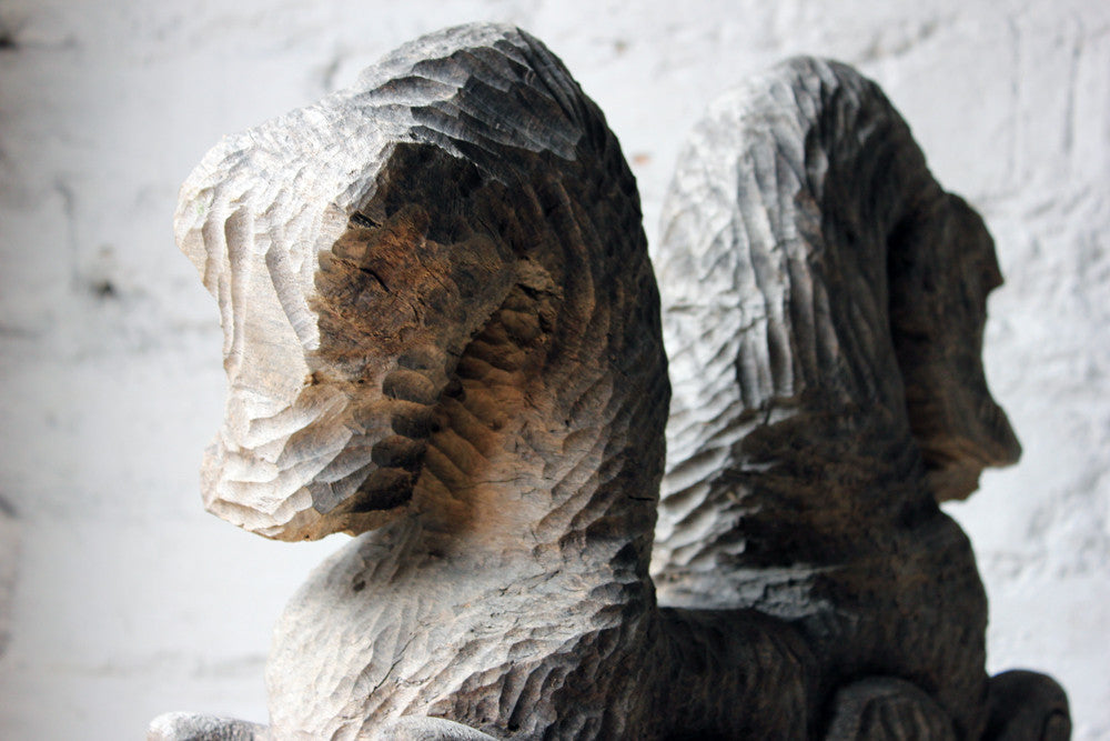 A Decorative Softwood Chip-Carving of Two Seahorses