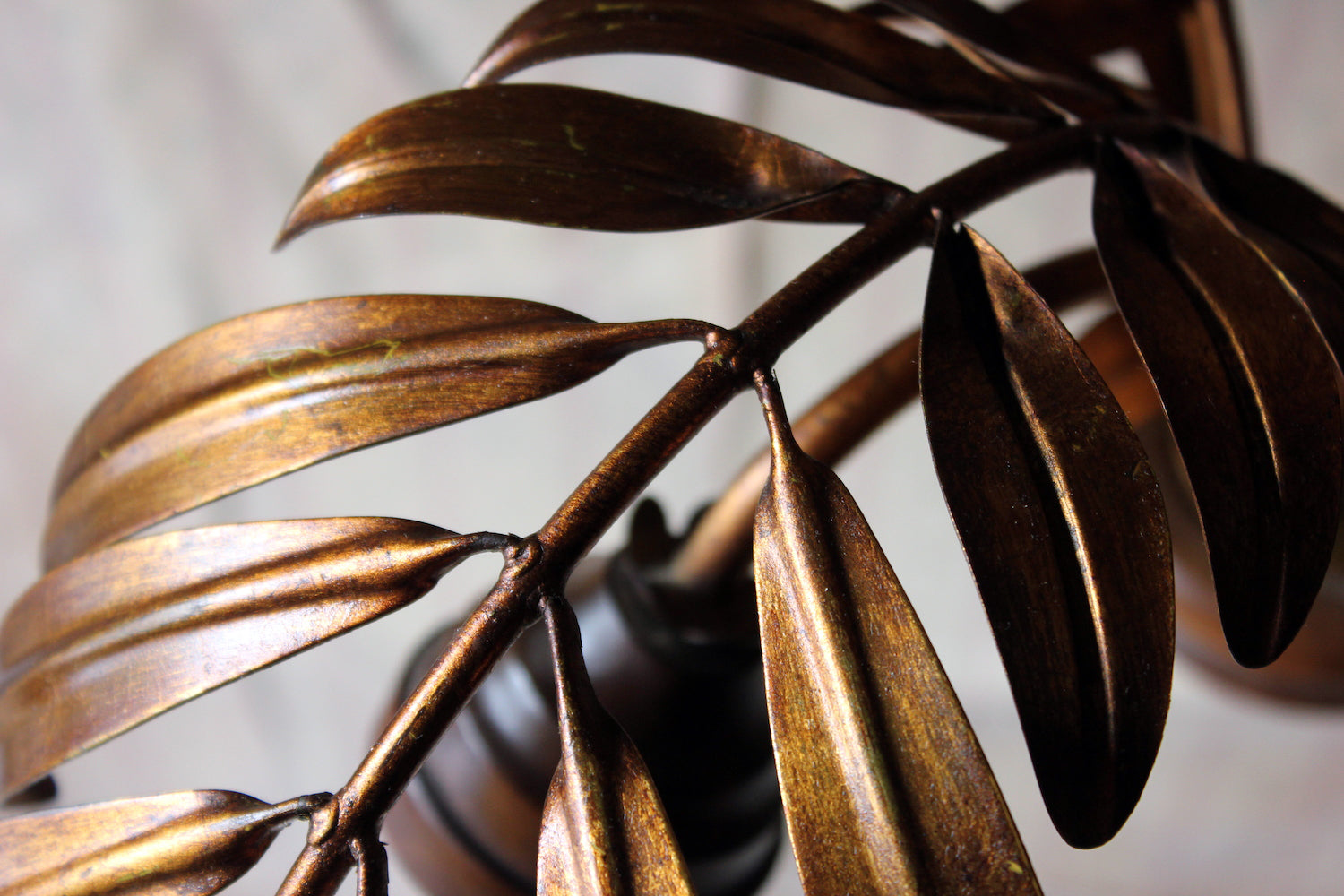 A Beautiful Maison Jansen Style Naturalistic Gilt-Metal Palm-Leaf Formed Five-Branch Hanging Light c.1970