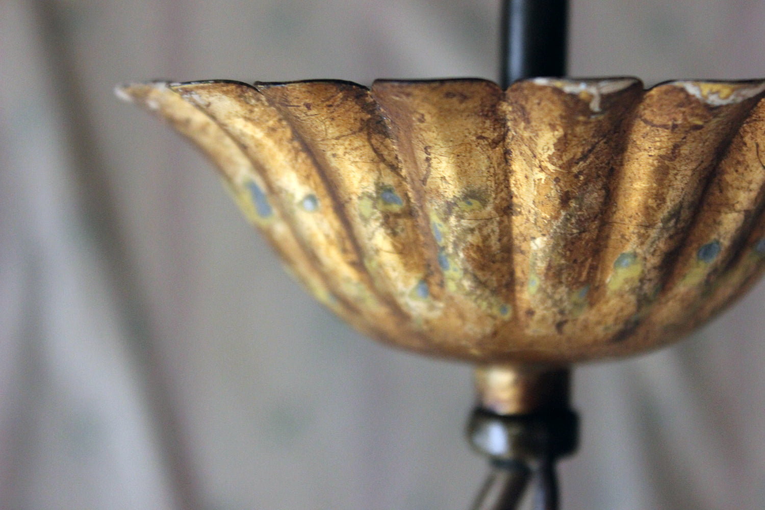 A Beautiful Maison Jansen Style Naturalistic Gilt-Metal Palm-Leaf Formed Five-Branch Hanging Light c.1970