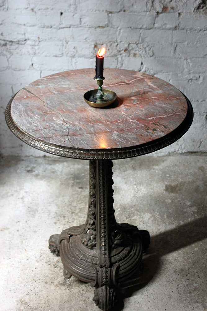 A Good Victorian Cast Iron & Portasanta Brecchia Marble Topped Circular Occasional Table c.1870-80