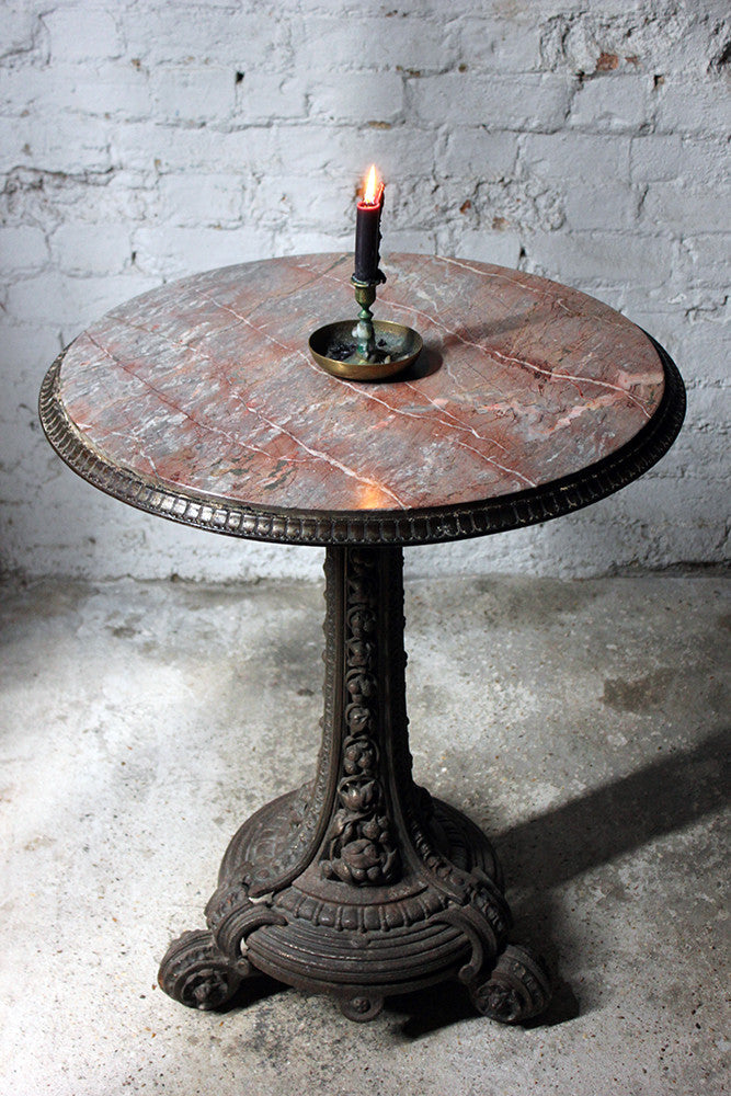 A Good Victorian Cast Iron & Portasanta Brecchia Marble Topped Circular Occasional Table c.1870-80