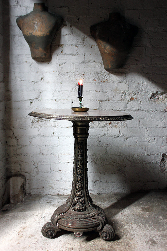 A Good Victorian Cast Iron & Portasanta Brecchia Marble Topped Circular Occasional Table c.1870-80