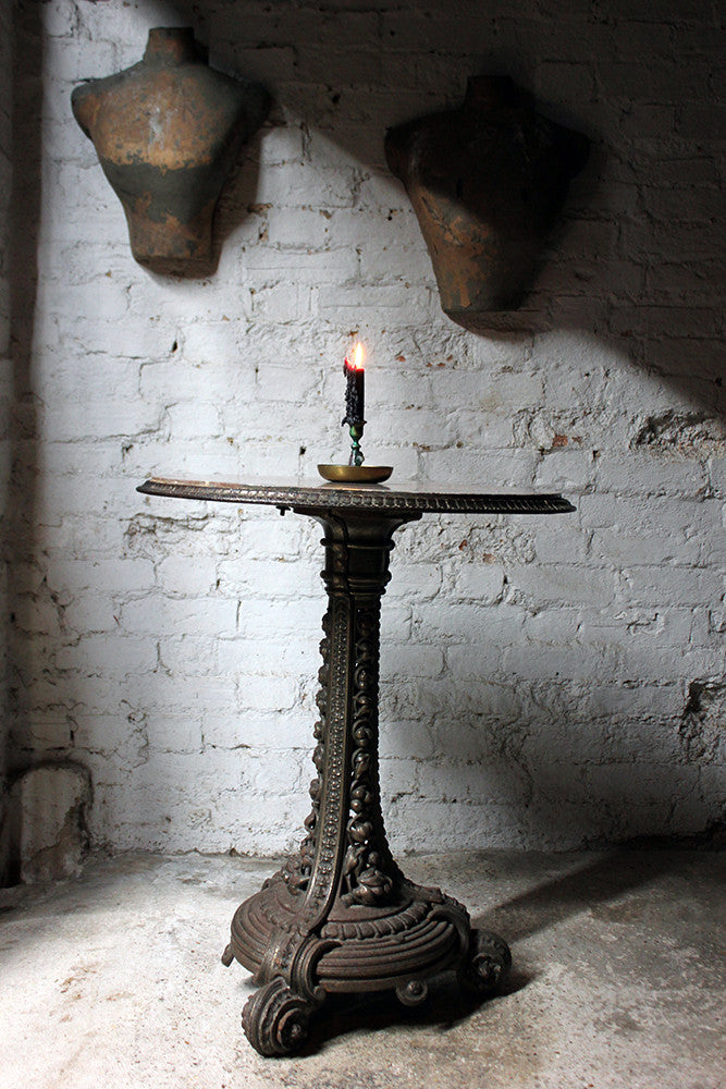 A Good Victorian Cast Iron & Portasanta Brecchia Marble Topped Circular Occasional Table c.1870-80