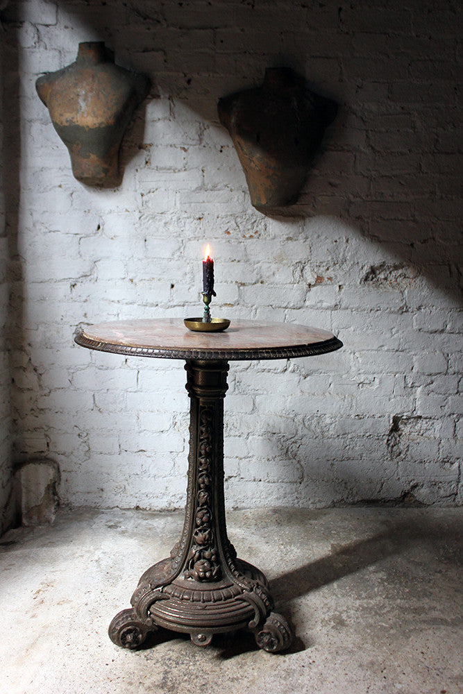 A Good Victorian Cast Iron & Portasanta Brecchia Marble Topped Circular Occasional Table c.1870-80