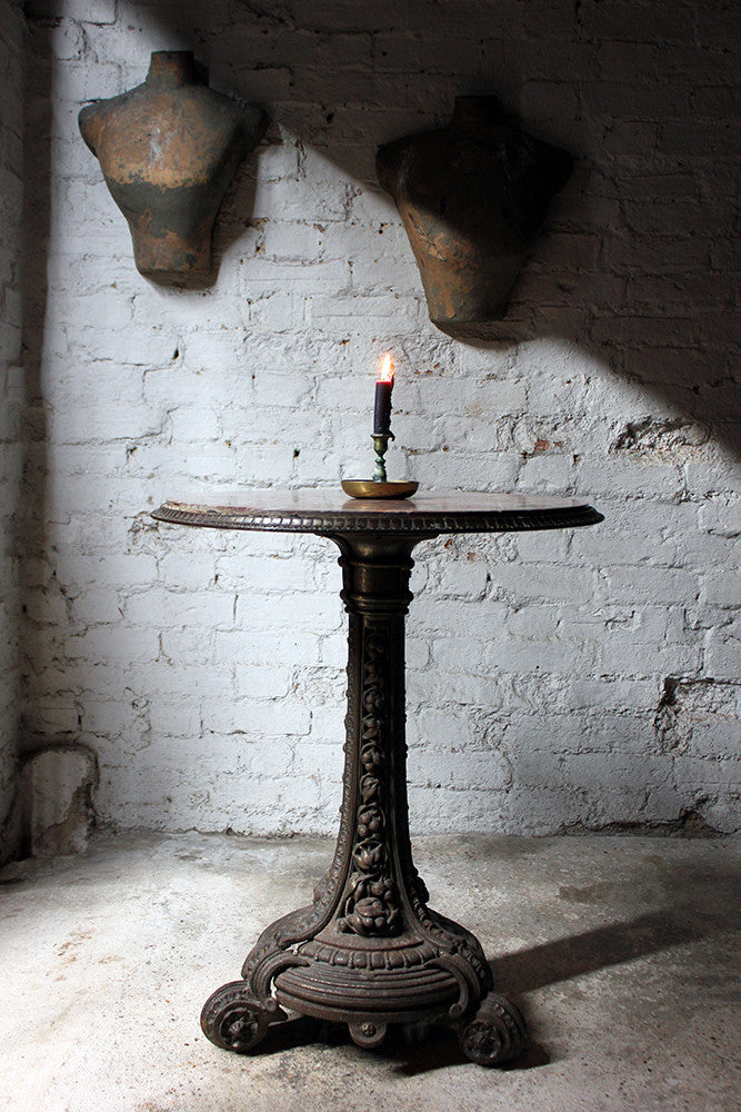 A Good Victorian Cast Iron & Portasanta Brecchia Marble Topped Circular Occasional Table c.1870-80