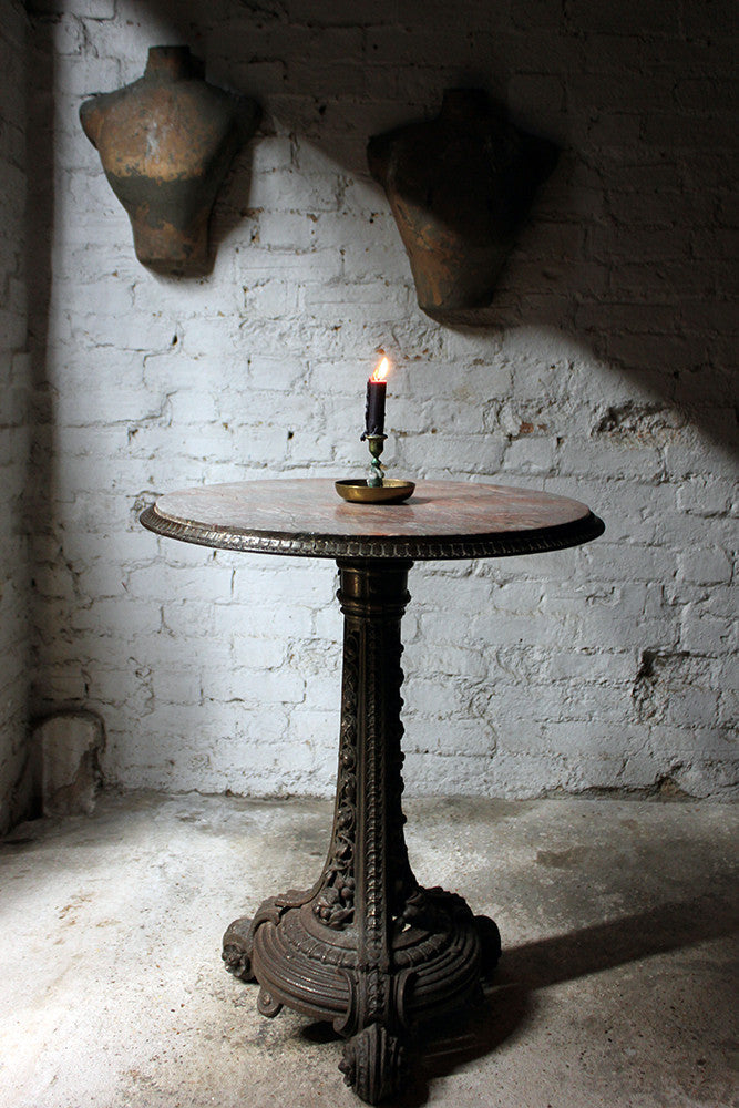 A Good Victorian Cast Iron & Portasanta Brecchia Marble Topped Circular Occasional Table c.1870-80