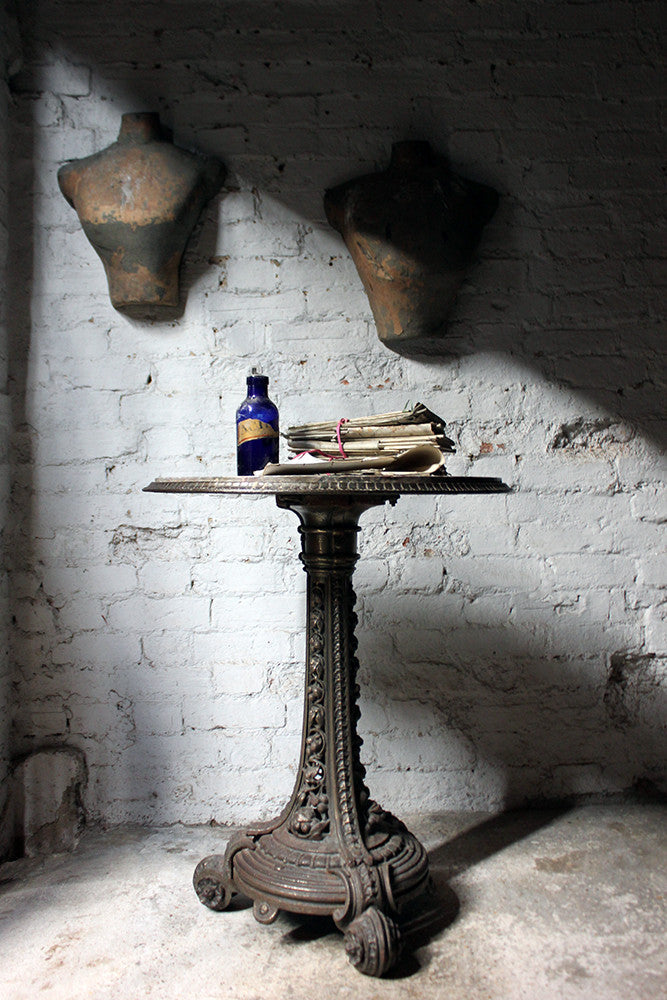 A Good Victorian Cast Iron & Portasanta Brecchia Marble Topped Circular Occasional Table c.1870-80
