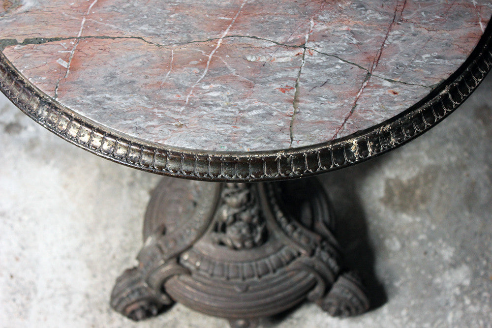 A Good Victorian Cast Iron & Portasanta Brecchia Marble Topped Circular Occasional Table c.1870-80