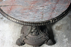 A Good Victorian Cast Iron & Portasanta Brecchia Marble Topped Circular Occasional Table c.1870-80