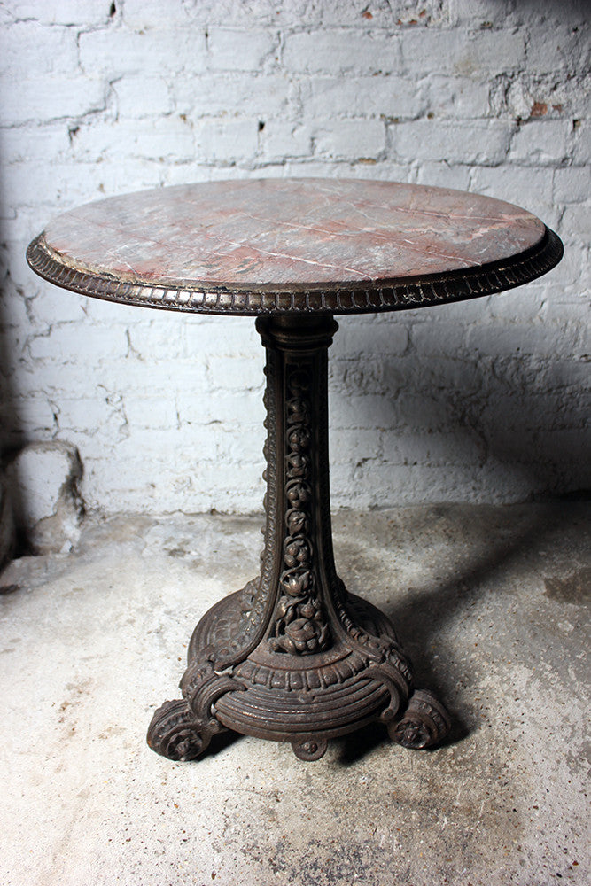 A Good Victorian Cast Iron & Portasanta Brecchia Marble Topped Circular Occasional Table c.1870-80