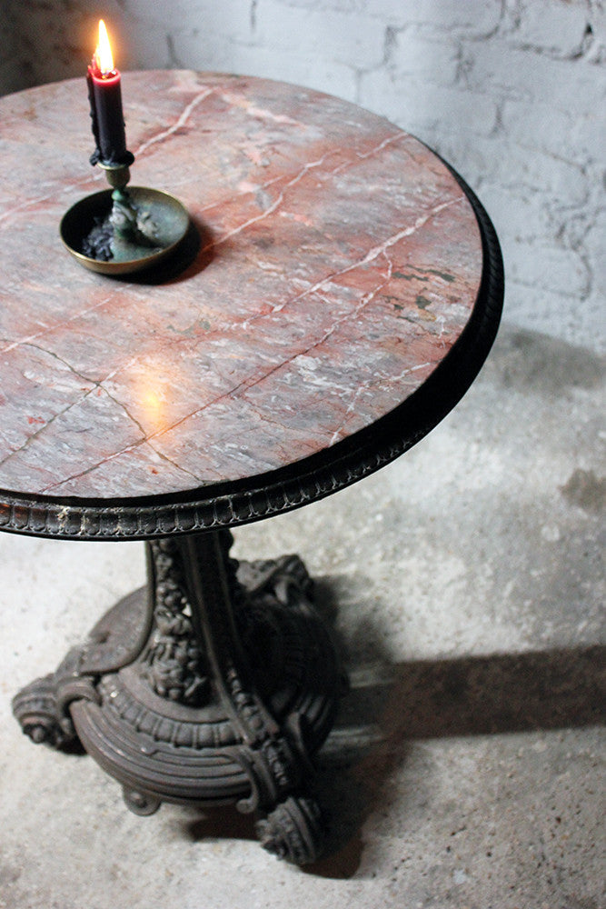 A Good Victorian Cast Iron & Portasanta Brecchia Marble Topped Circular Occasional Table c.1870-80