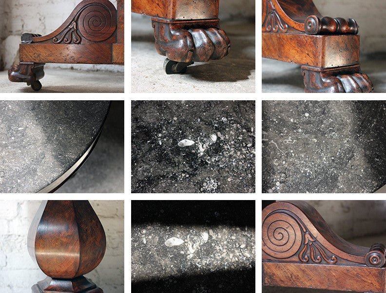 A Good French Louis Philippe Period Fossilised Marble & Flame Mahogany Guéridon c.1835
