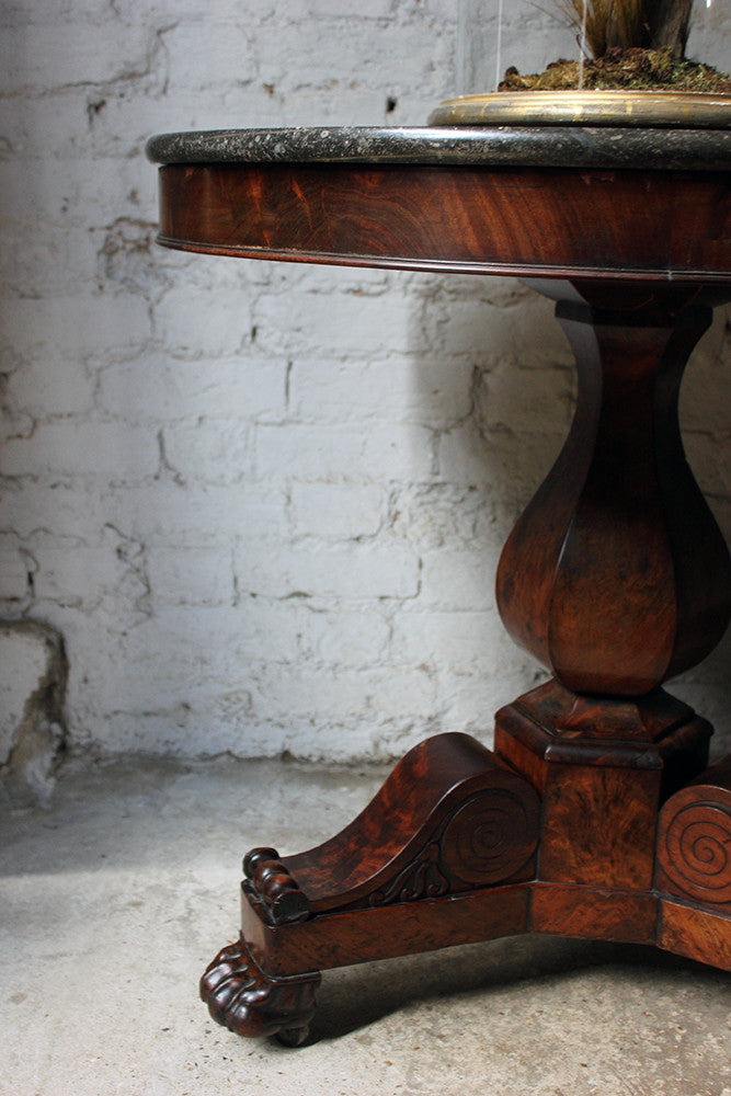 A Good French Louis Philippe Period Fossilised Marble & Flame Mahogany Guéridon c.1835