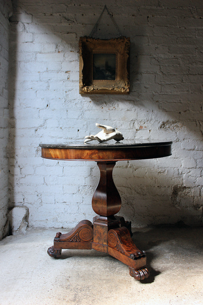 A Good French Louis Philippe Period Fossilised Marble & Flame Mahogany Guéridon c.1835