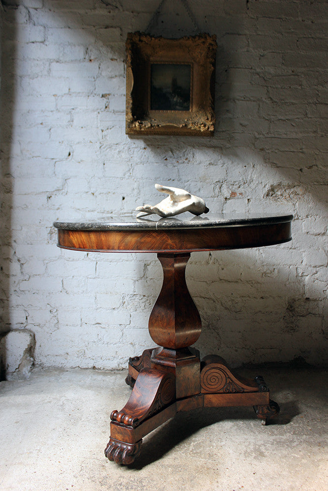 A Good French Louis Philippe Period Fossilised Marble & Flame Mahogany Guéridon c.1835