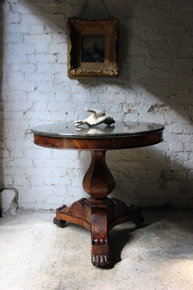 A Good French Louis Philippe Period Fossilised Marble & Flame Mahogany Guéridon c.1835