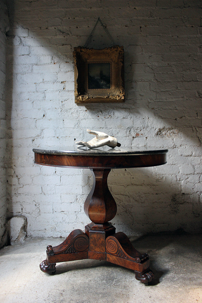A Good French Louis Philippe Period Fossilised Marble & Flame Mahogany Guéridon c.1835