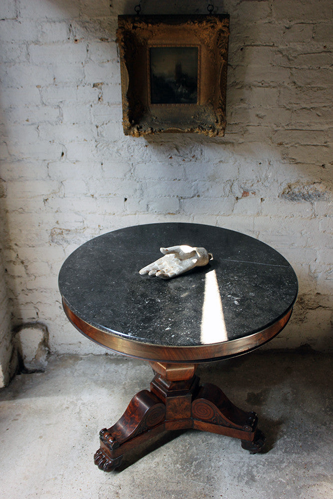 A Good French Louis Philippe Period Fossilised Marble & Flame Mahogany Guéridon c.1835