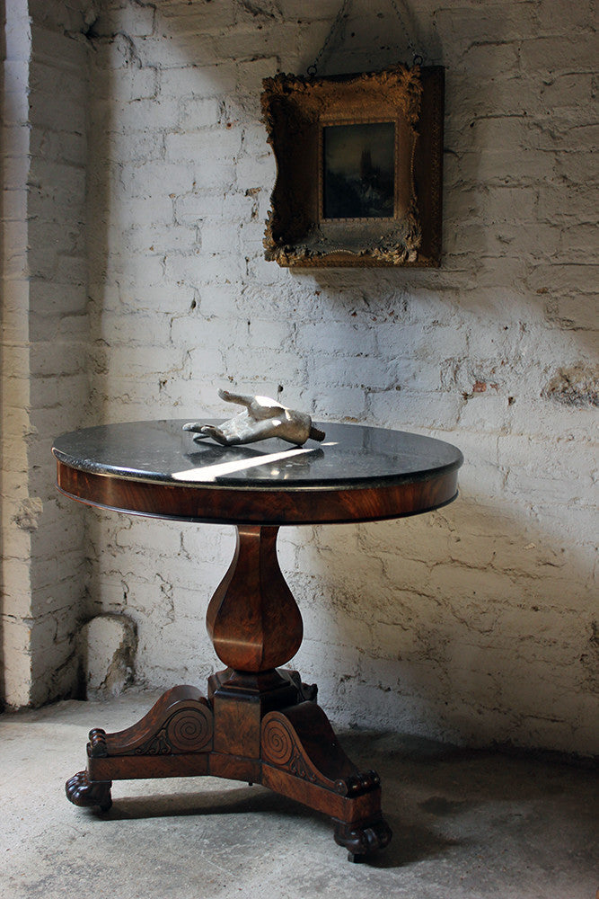 A Good French Louis Philippe Period Fossilised Marble & Flame Mahogany Guéridon c.1835