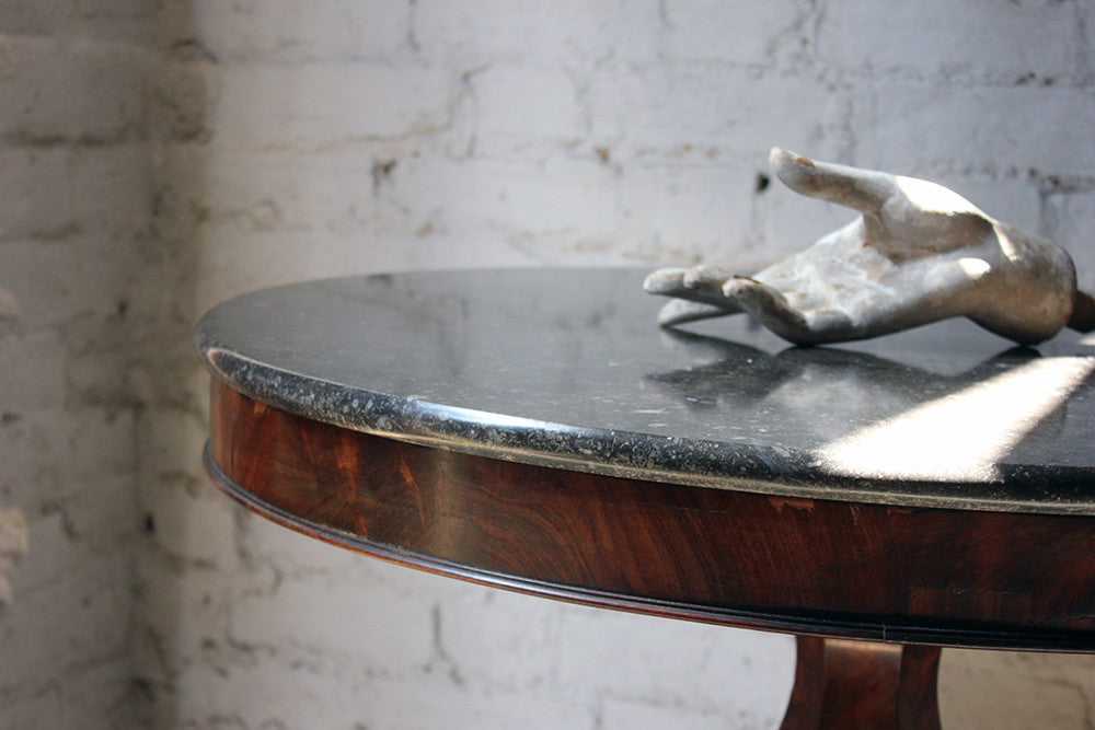 A Good French Louis Philippe Period Fossilised Marble & Flame Mahogany Guéridon c.1835