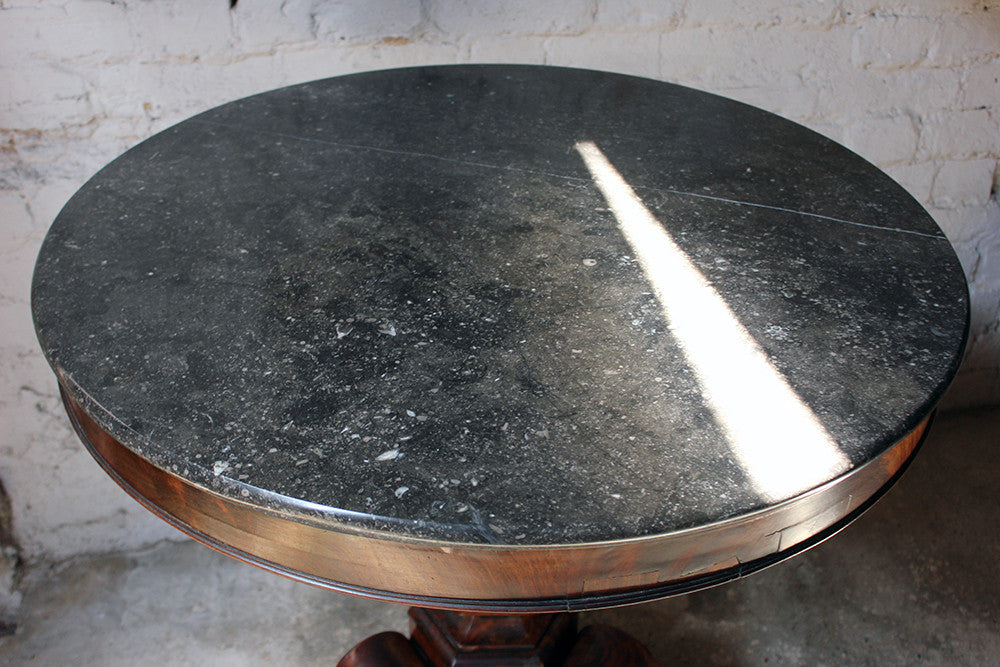 A Good French Louis Philippe Period Fossilised Marble & Flame Mahogany Guéridon c.1835