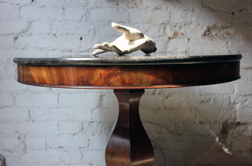 A Good French Louis Philippe Period Fossilised Marble & Flame Mahogany Guéridon c.1835