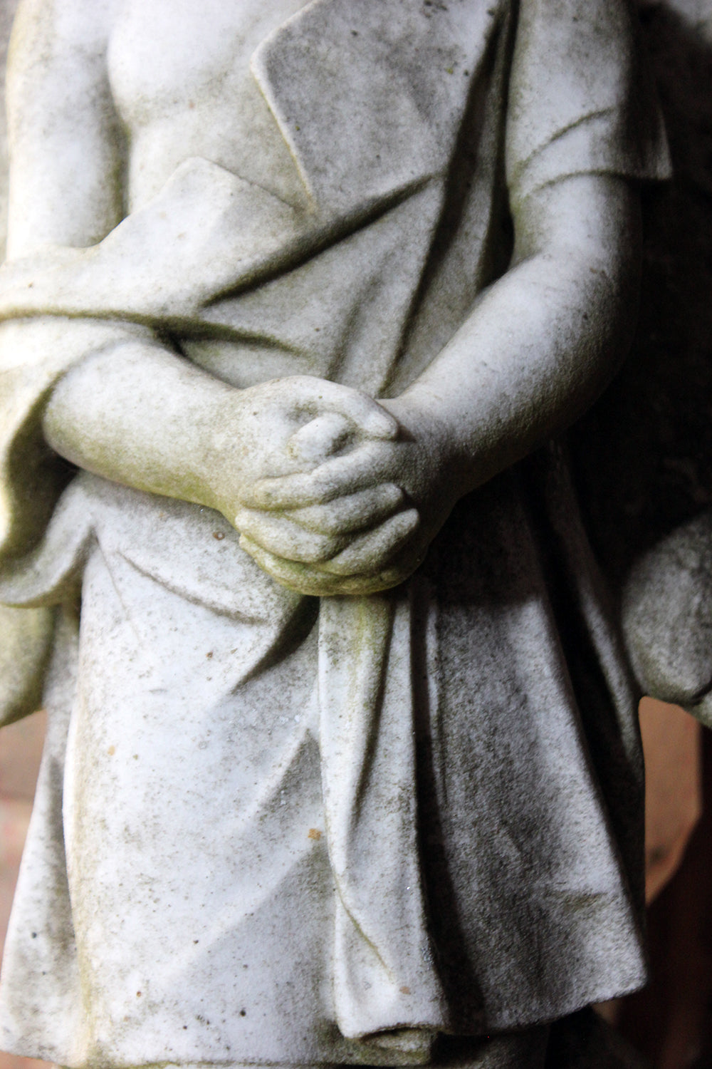 A Finely Carved 19thC White Marble Graveyard Monument of An Angel c.1870