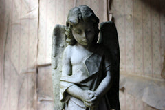 A Finely Carved 19thC White Marble Graveyard Monument of An Angel c.1870