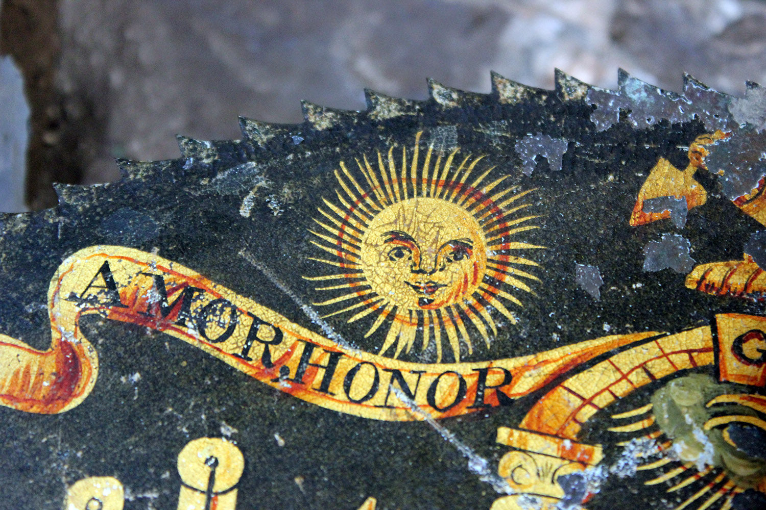 A c.1800 English Painted Brass Masonic Longcase Moonphase Clock Dial