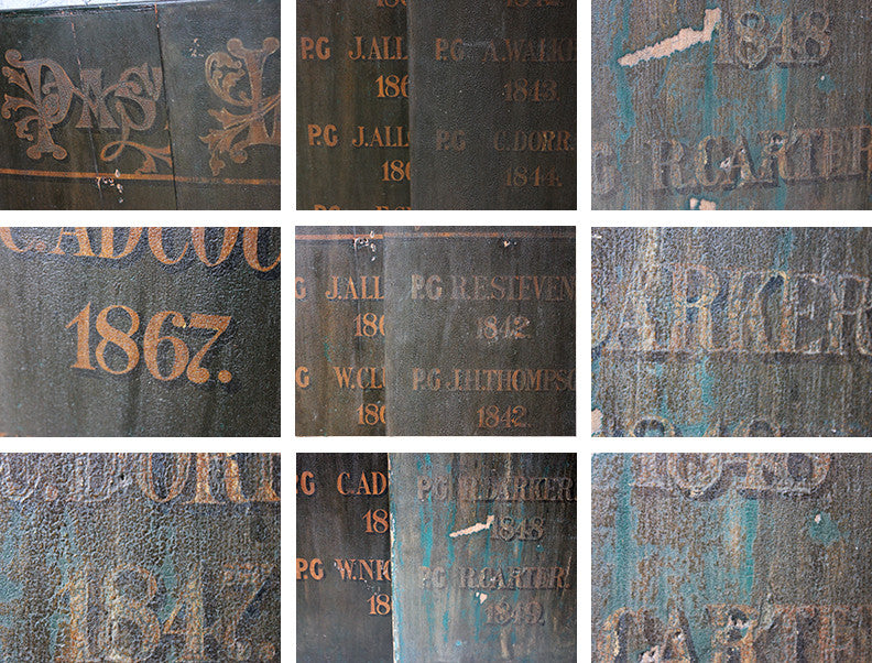 A Decorative Pair of Masonic Lodge Freemasons Roll of Worshipful Masters Name Boards c.1840