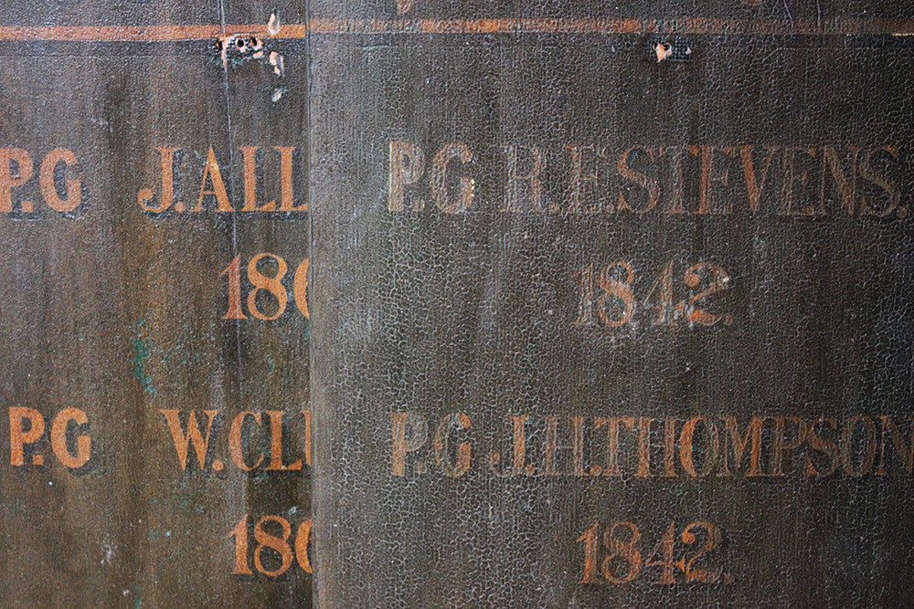 A Decorative Pair of Masonic Lodge Freemasons Roll of Worshipful Masters Name Boards c.1840