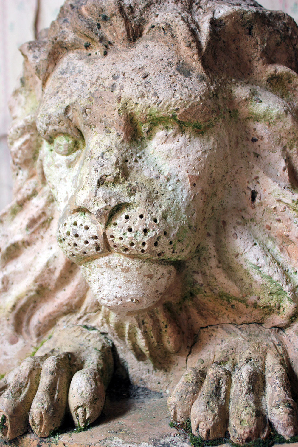 A Good Pair of c.1900 Terracotta Lions by Adam Mason & Sons of Horwich, Lancashire