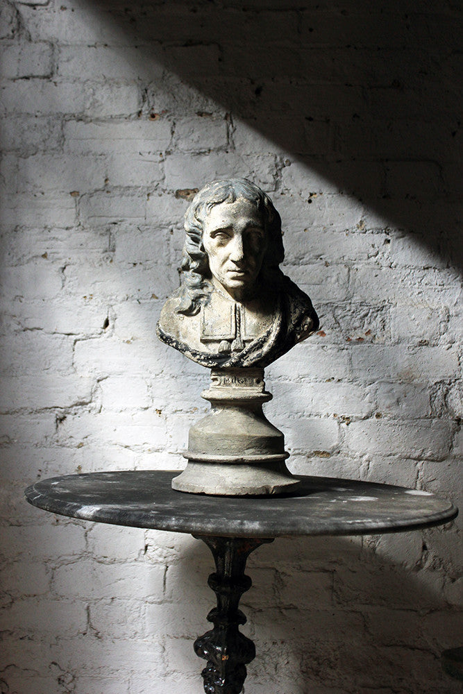A Decorative Late Victorian Painted Plaster Portrait Library Bust of John Milton c.1890