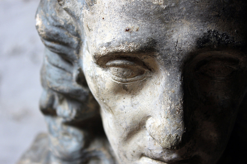A Decorative Late Victorian Painted Plaster Portrait Library Bust of John Milton c.1890